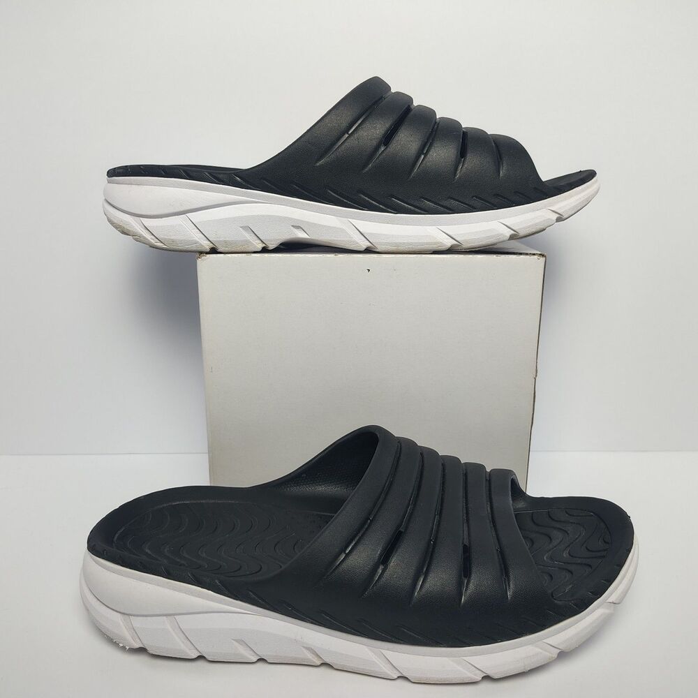 Avia Women's 11 Black White Hightail Athletic Recovery Slide Sandals